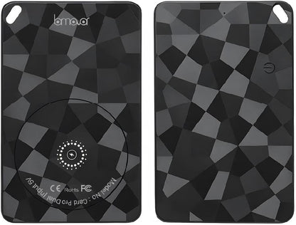 Ultra-Thin Smart Tracking Card, iOS and Android Compatible, Bluetooth Wireless Rechargeable, Water Resistant, Wallet Finder with Geometric Black Design
