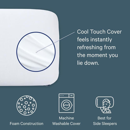 Casper Sleep Essential Cooling Foam Pillow, Standard Size – Firm Memory Foam with Cooling Cover, Supports Side Sleepers, Breathable & Pressure-Relieving