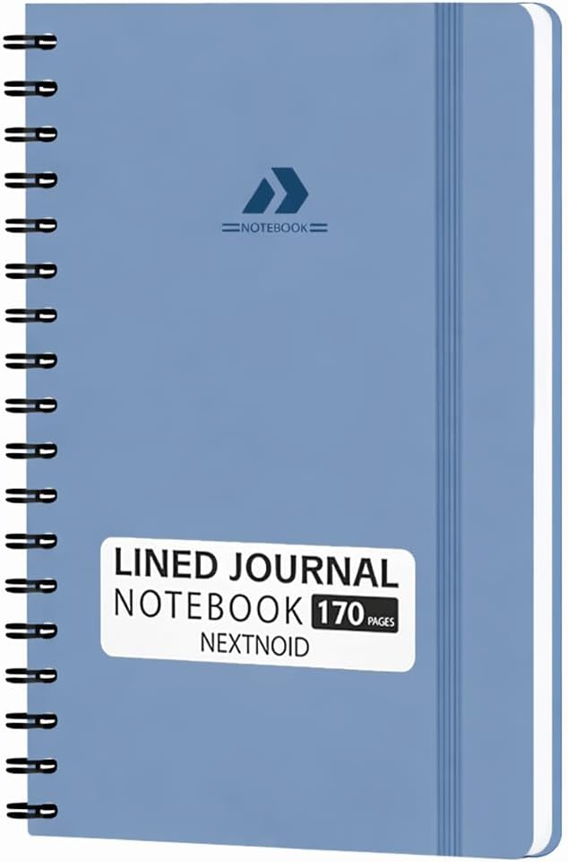 Nextnoid Lined Spiral Notebook Journal For Women & Men - A5(5.8" x 8.3") 170 Pages, Hardcover Notebooks for Work & Note Taking, College Ruled Journals for Writing - Grey