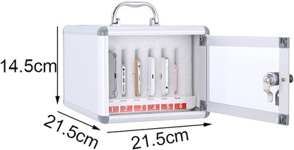 Aluminum Alloy Cell Phone Charging Station & Storage Cabinet - 6/12 Slot Locker with Handle for Classroom, Office, and Event Use - Clear Pocket Chart,6 Slots