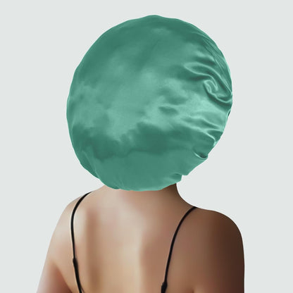Extra Large Satin Bonnet Hair Cap for Women Men | 17inches, Jumbo Silk Sleep Cap, Wide Elastic Band for Braids Curly Hair Locs, Black