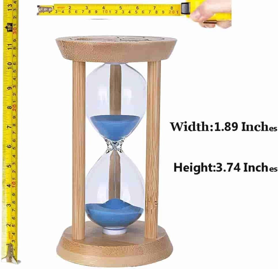 Mini Wooden Sand Timers,100% Bamboo Hourglass Sand Timers 1Min Sandglass Timer for Toothbrush Timer Games Classroom Home Office Cooking(Blue+1Min)
