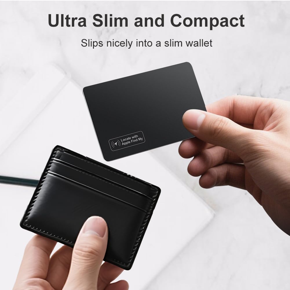 Apple MFi Certified Wallet Tracker, Works with Apple Find My, Rechargeable 0.07in Ultra-Slim Tracking Card, Item Locator for Wallet, Luggage, Passports, Purse (B1)
