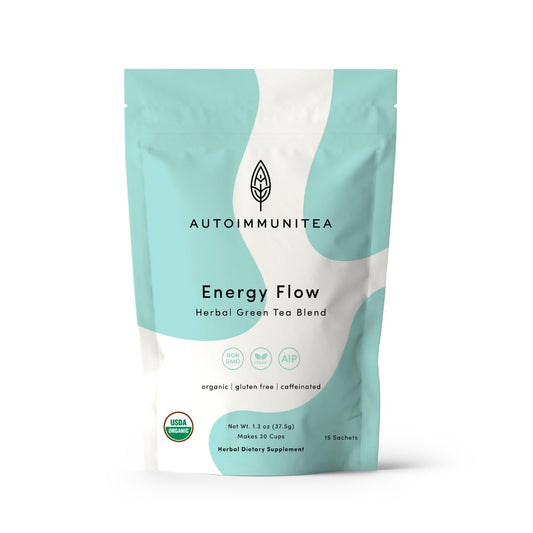 Organic Green Tea Loose Leaf Tea Bags – Energy Blend, Cortisol, Spearmint, Lemongrass, Ginkgo, Focus, Adrenal Support, AIP Herbal Energizing Blend for Cognitive Function, 15 Count