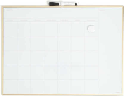 U Brands Magnetic Dry Erase Calendar White Board, 16" x 20", Silver Aluminum Frame, Includes Magnet and Marker