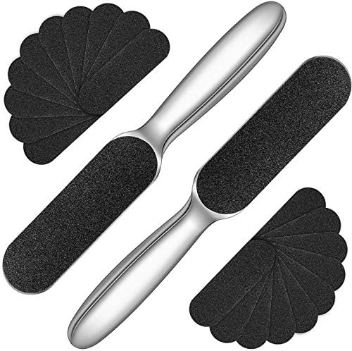 Mudder 2 Pack Pedicure Foot Files with 20 Replaceable Refill Pads,Silver