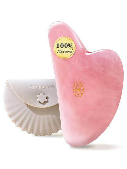 Rena Chris Gua Sha Facial Tools, Stainless Steel Guasha Tool for Acupuncture, Manual Massage Tool for Jawline Sculpting and Puffiness Reducing, Gua Sha Facial Massage Tool, Skin-Care Gift (Silver)