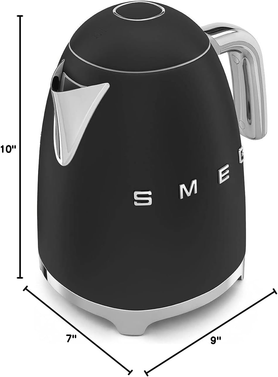 SMEG KLF03 Electric Kettle 1.7L (7 Cup), Retro Hot Water Boiler for Tea & Coffee, Fast Boiling, Auto Shut-Off, Soft Open Lid, 360° Swivel Base Countertop Kettle – Matte Champagne