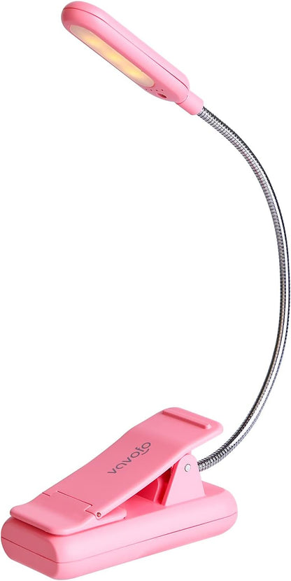 VAVOFO Clip On Book Light for Bed Kids, 7 LED Reading Light with 9-Level Warm Cool White Daylight, Eye Care Lamp with Power Indicator for Bookworms (Blue)