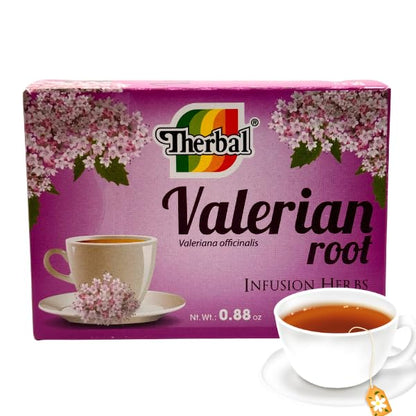 Therbal Valerian Root Herbal Tea – 25 Tea Bags – Natural Sleep & Relaxation Support – Caffeine-Free – 0.88 oz