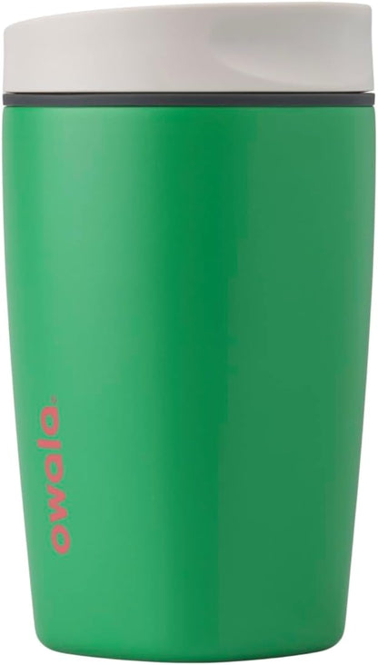 Owala SmoothSip Slider Insulated Stainless Steel Coffee Tumbler, Reusable Iced Coffee Cup, Hot Coffee Travel Mug, BPA Free 12 oz, Pink (Pucker Up)