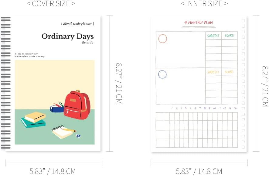 Monolike Basic B5 Monthly + Weekly Planner pad, A SET - Academic Planner, Weekly & Monthly Planner, To-do list, Note pad, Scheduler