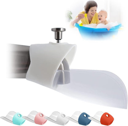 Bath Helper - Bath Tub Faucet Extender - Guides Water Directly from Faucet to Baby Bath Tub Without Excessive Water Waste and Splashing (Clear White)