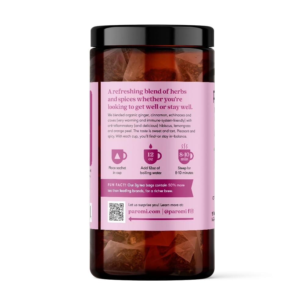 Paromi Chamomile Lavender Rooibos Organic Tea, Signature Jar, 15 Count
