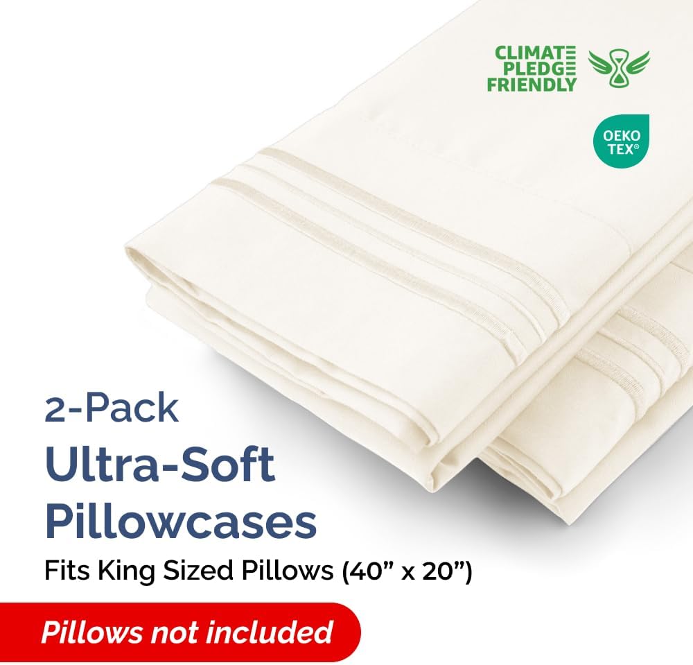 Standard Pillow Cases Set of 10 - Ultra Soft Hotel Quality Pillowcase Covers - Comfy, Cozy & Wrinkle Free - Shrink, Stain and Fade Resistant - Machine Washable Pillow Protectors - 10 Pcs Set - White - Colors B