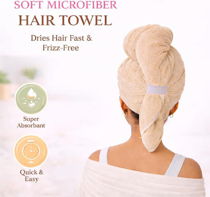 Luxury Microfiber Hair Towel Wrap for Women - Quick Dry, Super Absorbent Hair Turban, Soft & Lightweight Anti-Frizz Towel for Long, Thick & Curly Hair (Sage Green, 48" × 24")