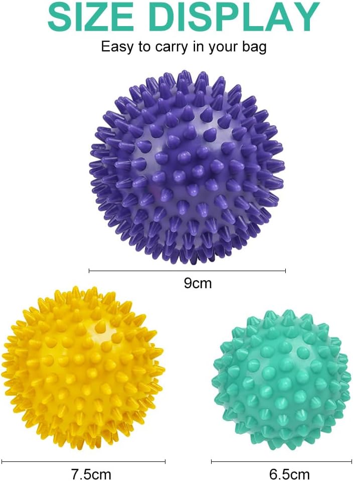URAQT Spiky Massage Ball Set, 2 Pack Physical Therapy Massage Balls, Hard Lacrosse Ball & Spiky Massage Ball for Myofascial Release and Trigger Point Deep Tissue Massage (Blue)