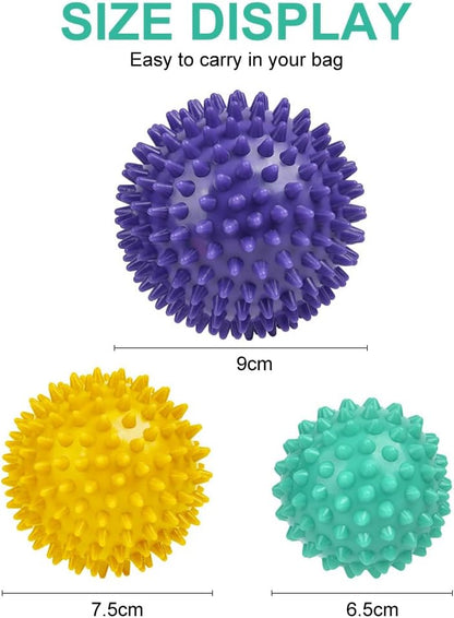 URAQT Spiky Massage Ball Set, 2 Pack Physical Therapy Massage Balls, Hard Lacrosse Ball & Spiky Massage Ball for Myofascial Release and Trigger Point Deep Tissue Massage (Blue)