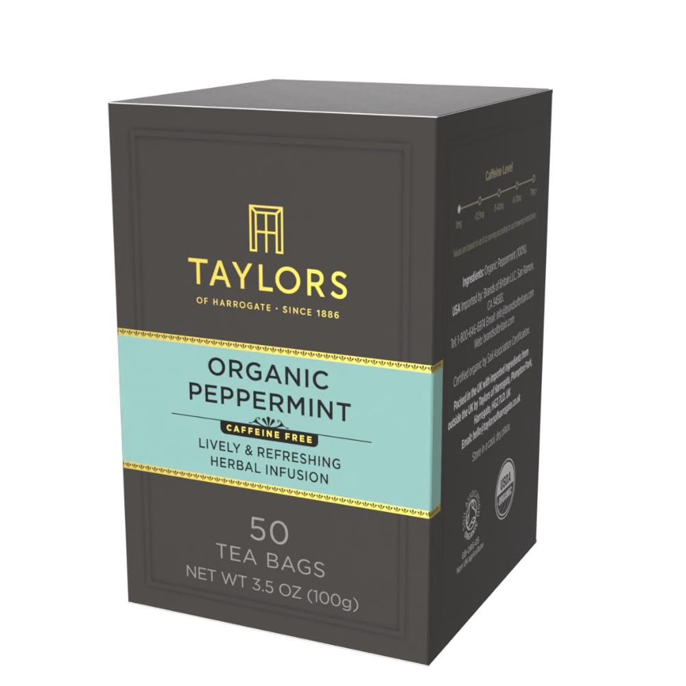 Taylors of Harrogate Organic Chamomile, Herbal Tea, Pillow Bags, 50 Count (Pack of 1), Mellow, Silky & Soft, Caffeine-Free, Enjoy Hot or Iced, 50 Teabags