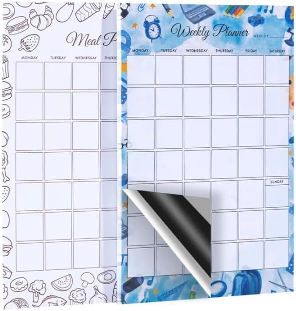 Weekly Planner Notepad Tear Off Set of 2 Weekly Calendar Pad 52 Undated To Do List Notepad Sheets Desk Planner Planning Pads Productivity Tracker for Work Goals Notes Schedule Ideas, Floral Blue