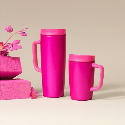 Owala SmoothSip Slider Insulated Stainless Steel Coffee Tumbler, Reusable Iced Coffee Cup, Hot Coffee Travel Mug, BPA Free 12 oz, Pink (Pucker Up)