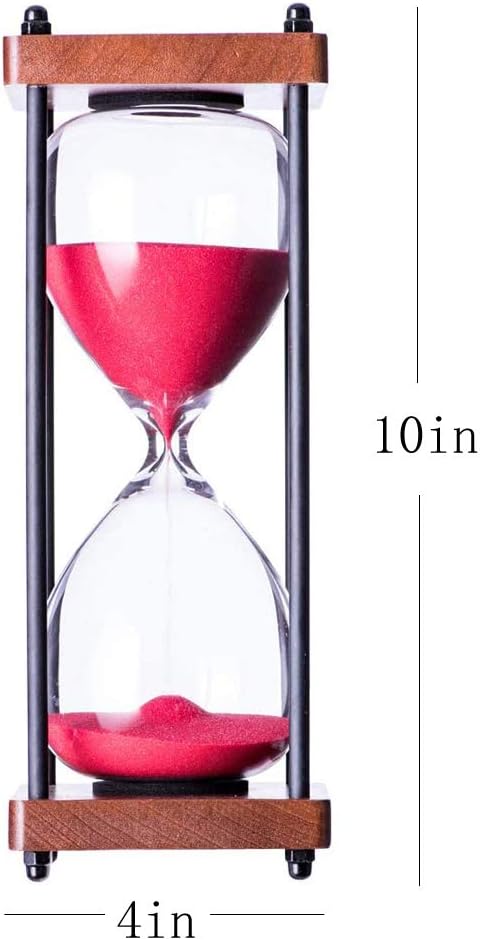 Large Hourglass Timer 60 Minute, Decorative Wooden Sandglass, Black