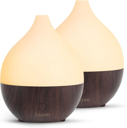 SALKING Essential Oil Diffuser, 100ml Small Aromatherapy Diffuser with Auto Shut-Off Function, Ultrasonic Diffusers for Essential Oils, Cool Mist Humidifier with Warm White Lights, for Office Home
