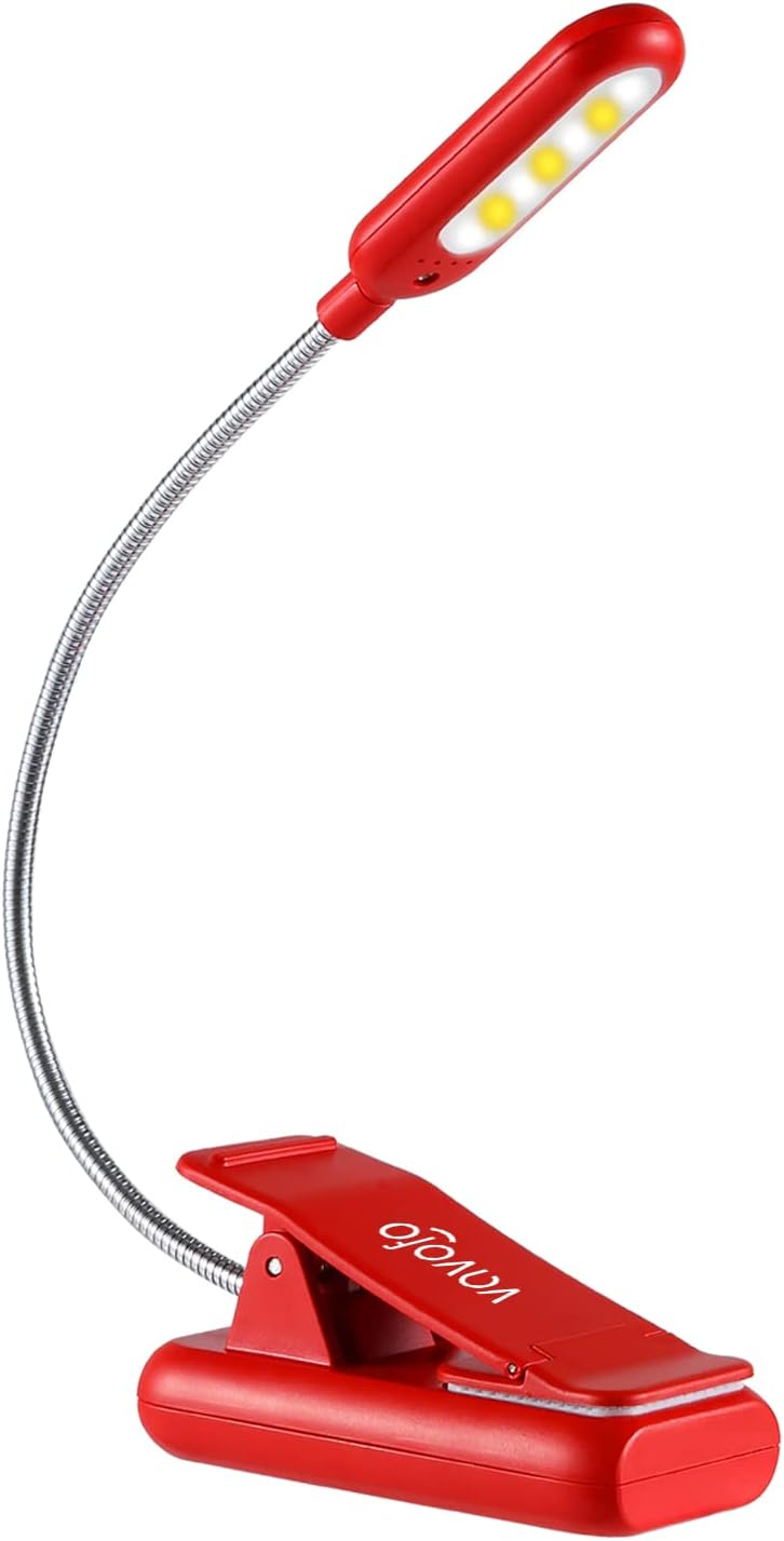 VAVOFO Clip On Book Light for Bed Kids, 7 LED Reading Light with 9-Level Warm Cool White Daylight, Eye Care Lamp with Power Indicator for Bookworms (Blue)