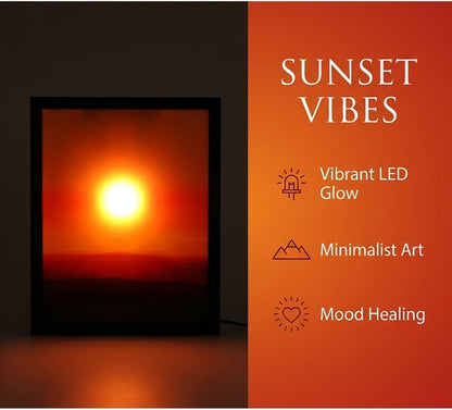 Creative Sunset Wall Lamp, Wall Decoration Art, Rechargeable Sunset Projection Lamp with Lift Control, Wall-Mounted Sunrise to Sunsets Atmosphere Light for Bedroom Living Room Party (8.6 x 10.6″)