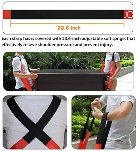 Moving Straps 2-Person Lifting and Moving System Adjustable Shoulder Lifting Carrying and Moving Straps Easily Move Lift Carry Secure Furniture Heavy Objects Orange
