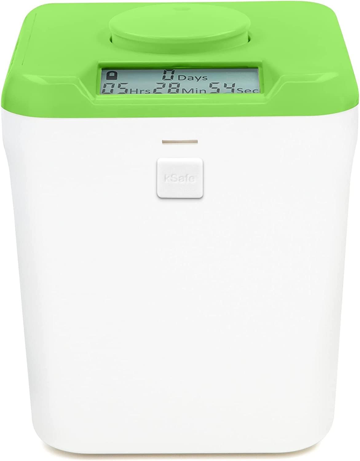 Kitchen Safe Time Locking Container (Medium), Timed Lock Box for Cell Phones, Snacks, and other unwanted temptations (White Lid + 5.5” Clear Base)