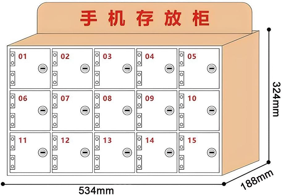 Cell Phone Charging Stations Wooden Mobile Phone Storage Boxes, Multiple Cells Mobile Phone Management Storage Cabinet, Wall Mounted Box with Door Locks -Keys, Save Space, Cla(Naturalb-15Slots)