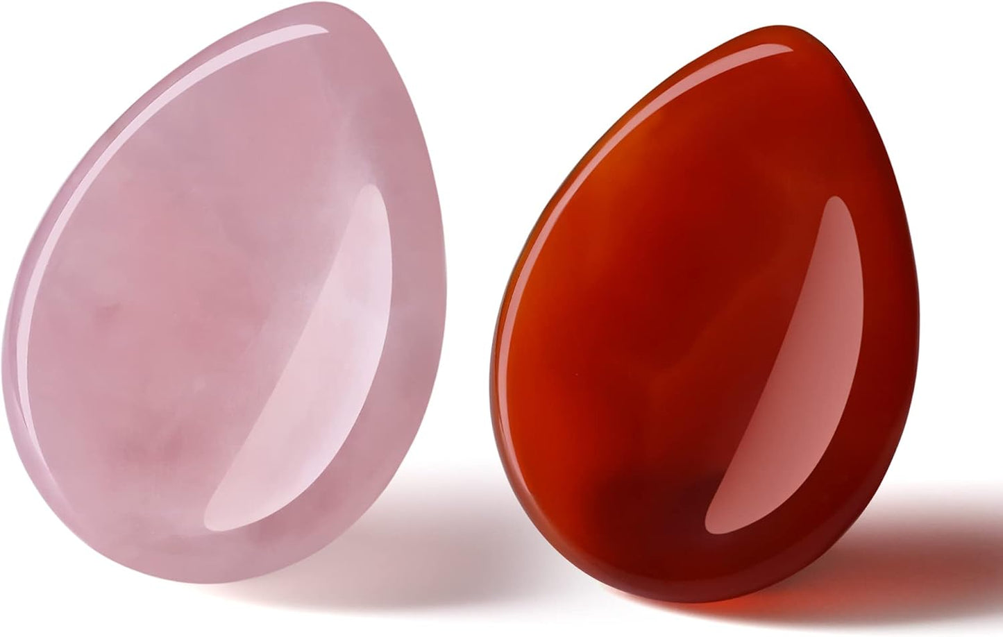 YATOJUZI Thumb Worry Stones for Anxiety Stress Relief Items Healing Crystals Natural Amethyst Rose Quartz Crystal Palm Pocket Stone Gemstones Meditation Reiki Spiritual Gifts for Women Men 2PCS