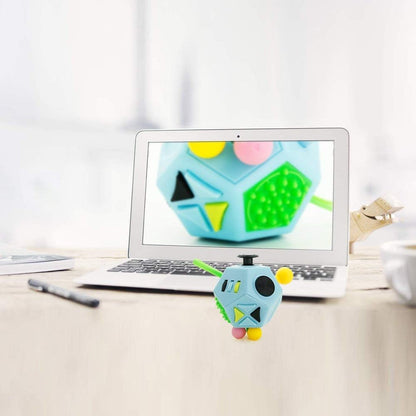 12 Sided Finger Cube Toys, Fidget Toys Relief Stress, Autism and Anxiety Depression for Kids Adults (Blue, Normal)