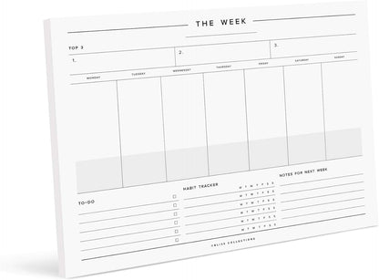 Bliss Collections Weekly Planning Pad, To Do List Notebook - Undated Tear-Off Sheets Notepad - Work Calendar, Organizer, Scheduler for Goals, Tasks - Minimalist, 8.5" x 11", 50 Sheets