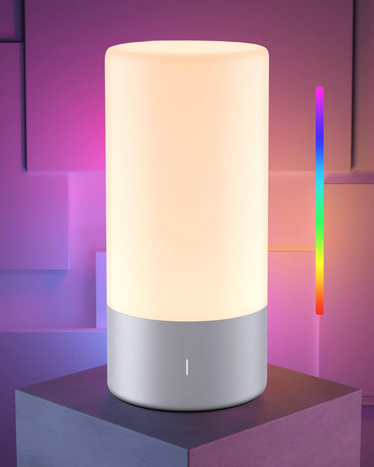 Touch Bedside Table LED Lamp, [Sleek Design & RGB Mode] Multi-Color Dimmable with Warm White Lights, Birthday Gifts for Women Mom, Smart Nightstand Small Lamp for Bedroom Living Room Home Decor