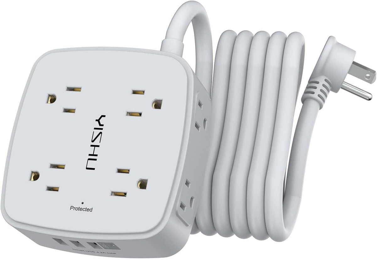 YISHU 6Ft Surge Protector Power Strip with 8 Widely Outlets & 4 USB Ports
