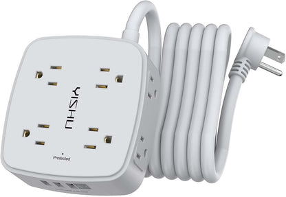 YISHU 6Ft Surge Protector Power Strip with 8 Widely Outlets & 4 USB Ports