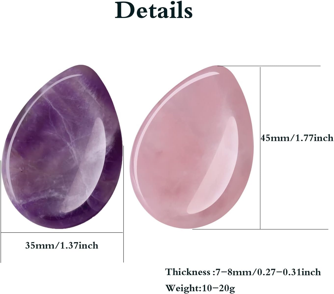YATOJUZI Thumb Worry Stones for Anxiety Stress Relief Items Healing Crystals Natural Amethyst Rose Quartz Crystal Palm Pocket Stone Gemstones Meditation Reiki Spiritual Gifts for Women Men 2PCS