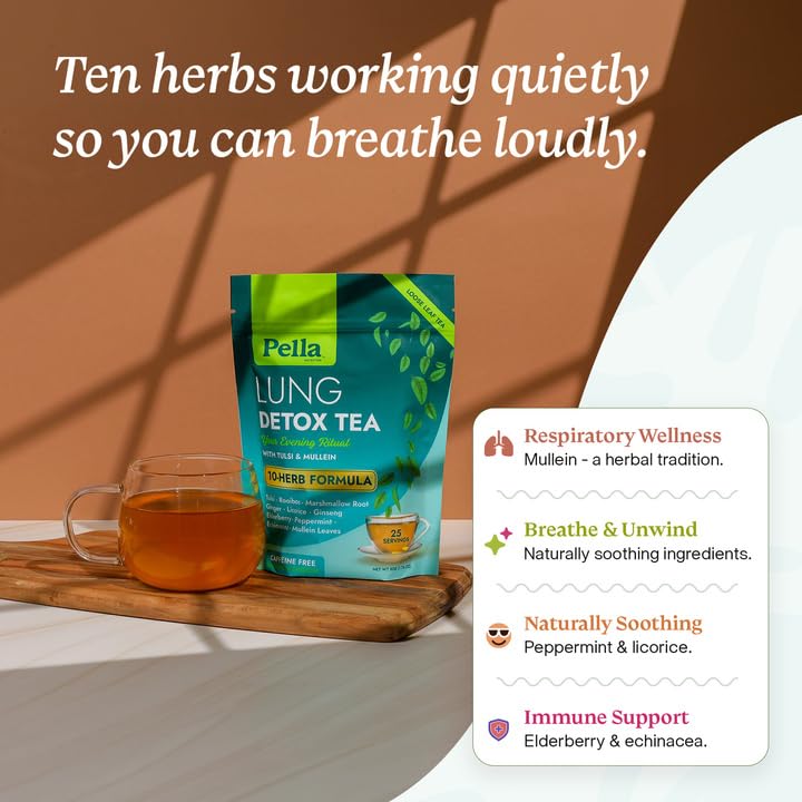 Pella Nutrition Lung Detox Caffeine-Free Loose Leaf Tea - 25 Servings