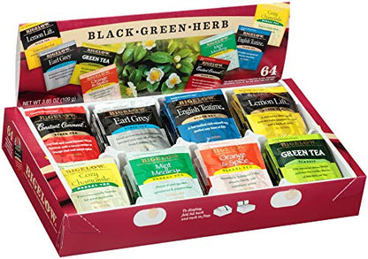 Bigelow Tea Caffeine Free 6 Flavor Herbal Tea Variety Pack, Decaf Tea with Mint Medley, Cozy Chamomile, Orange and Spice, Sweet Dreams, Perfect Peach, and Lemon Ginger, (Pack of 6), 118 Total Tea Bags
