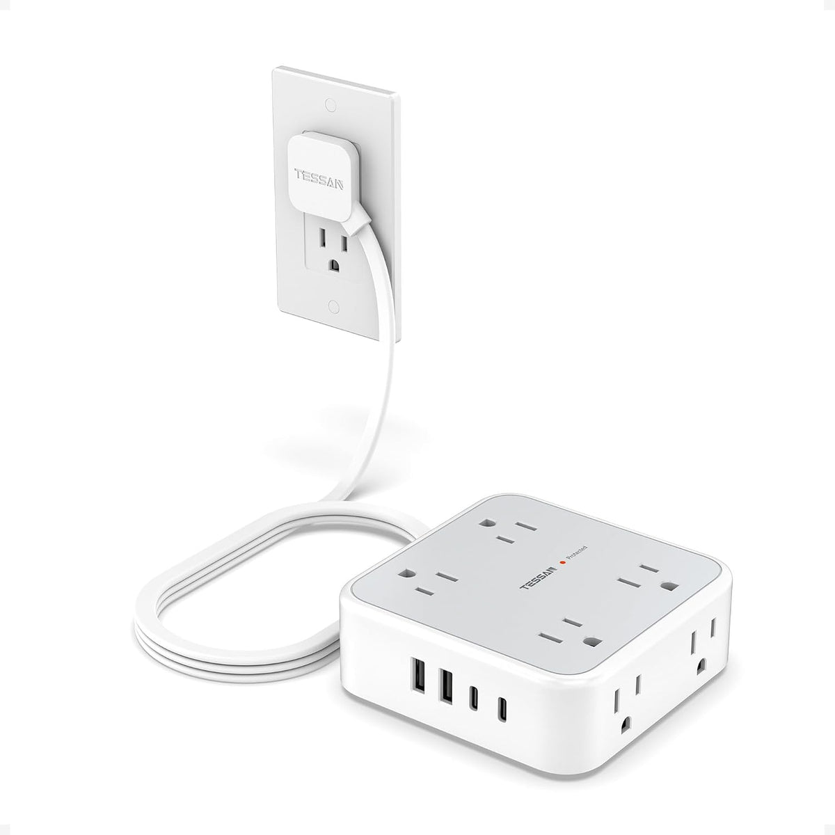 TESSAN Surge Protector Power Strip with 900J Surge Protection, 5 Ft, Grey