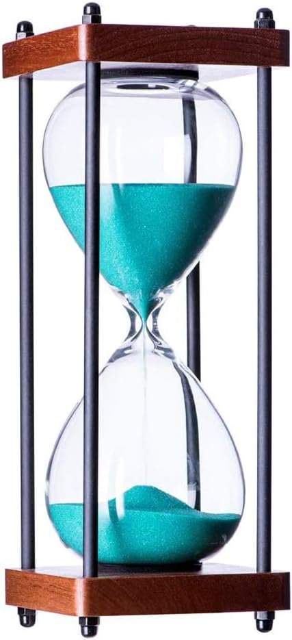 Large Hourglass Timer 60 Minute, Decorative Wooden Sandglass, Black