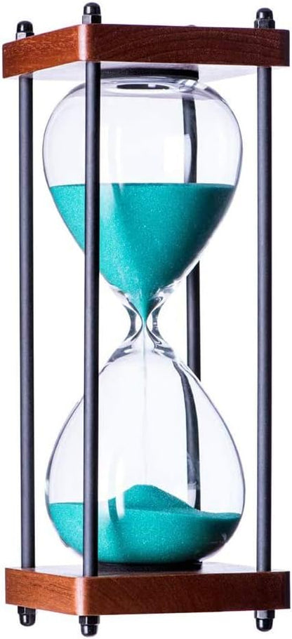 Large Hourglass Timer 60 Minute, Decorative Wooden Sandglass, Black