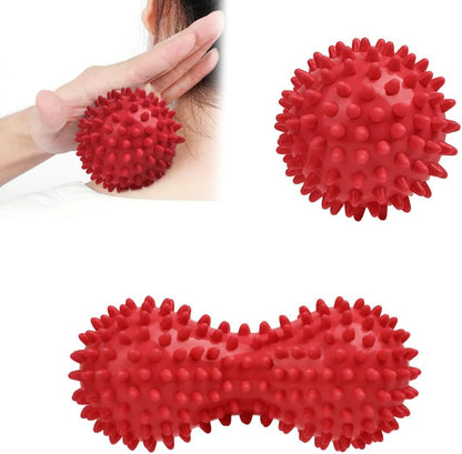 URAQT Spiky Massage Ball Set, 2 Pack Physical Therapy Massage Balls, Hard Lacrosse Ball & Spiky Massage Ball for Myofascial Release and Trigger Point Deep Tissue Massage (Blue)