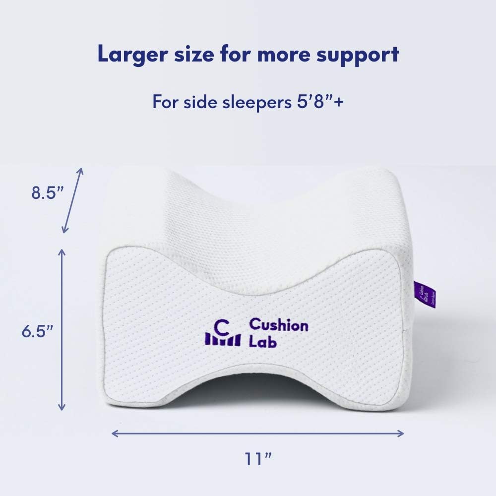 Cushion Lab Extra Dense Orthopedic Knee Pillow for Back Pain Relief, Leg Pain, Hip, Pregnancy, Sciatica & Joint Pain - Memory Foam Wedge Pillow Contour