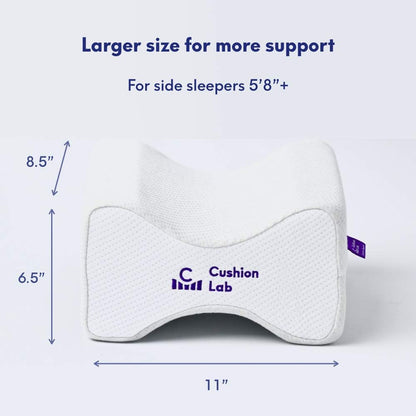 Cushion Lab Extra Dense Orthopedic Knee Pillow for Back Pain Relief, Leg Pain, Hip, Pregnancy, Sciatica & Joint Pain - Memory Foam Wedge Pillow Contour