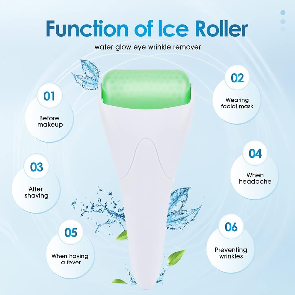AECW 3-in-1 Natural Jade Roller and Gua Sha Set for Face and Eye Ice Roller Facial Cooling Massage Roller