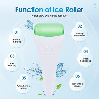 AECW 3-in-1 Natural Jade Roller and Gua Sha Set for Face and Eye Ice Roller Facial Cooling Massage Roller