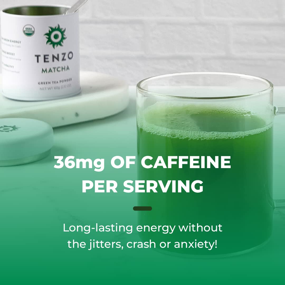 Tenzo Matcha Green Tea Powder, Organic Cafe Sweetened Matcha Latte Green Tea Powder, Ceremonial Barista Crafted Mix - Authentically Japanese - Matcha Latte Mix (35.27 Ounce)